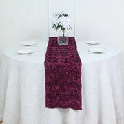 Wedding Rosette Satin Table Runner 108" x14" Wine Purple