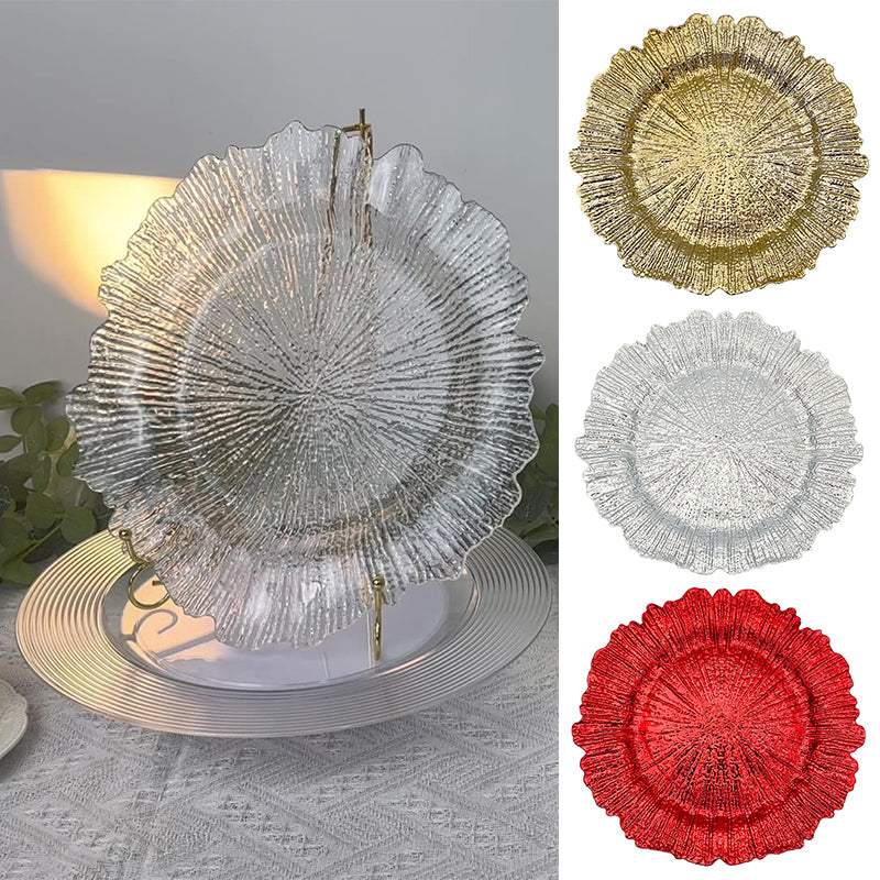 6 Pack Round Acrylic Reef Charger Plates Ruffled Rim Dinner Charger Plates For Weddings Events