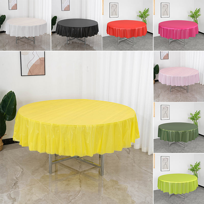 84" Round Disposable Plastic Table Cloth 5 Pack, Party, Picnic, Wedding Decorative