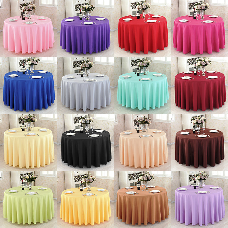 Round Polyester Tablecloth for Round Table, Premium Stain and Wrinkle Resistant Washable Fabric Table Cover