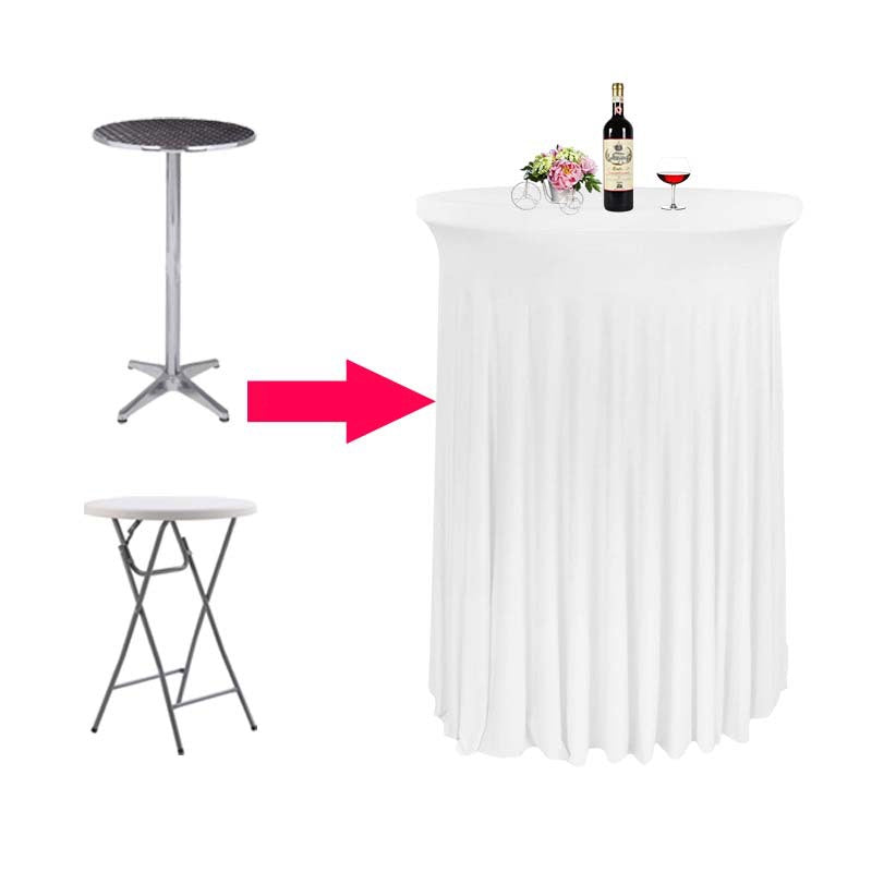 Stretchable Round Cocktail Table Skirt Wrinkle-resistant And Stain-resistant Machine Washable Suitable For Bars Weddings Parties Banquets And Other Occasions