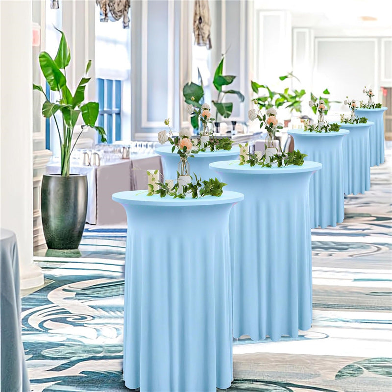 Stretchable Round Cocktail Table Skirt Wrinkle-resistant And Stain-resistant Machine Washable Suitable For Bars Weddings Parties Banquets And Other Occasions