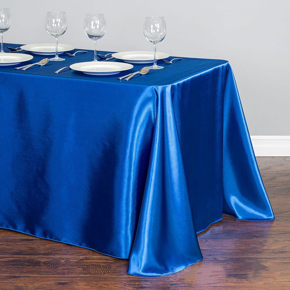 Satin Rectangular 90"x156" Tablecloth Royal Blue