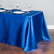 Satin Rectangular 90"x156" Tablecloth Royal Blue
