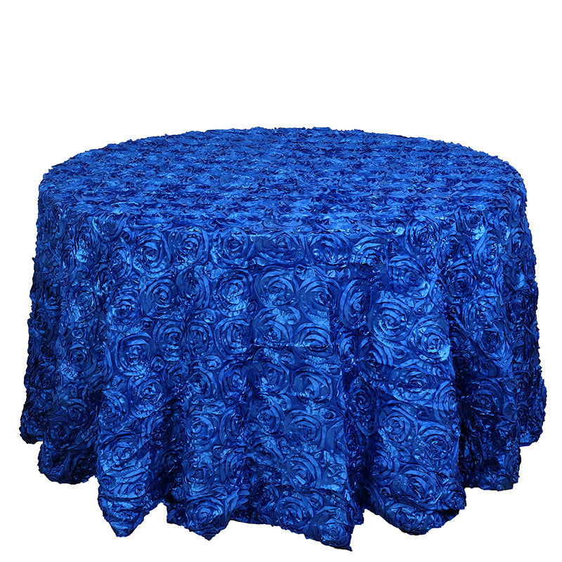 Round tablecloth with rose flowers 120" Royal Blue