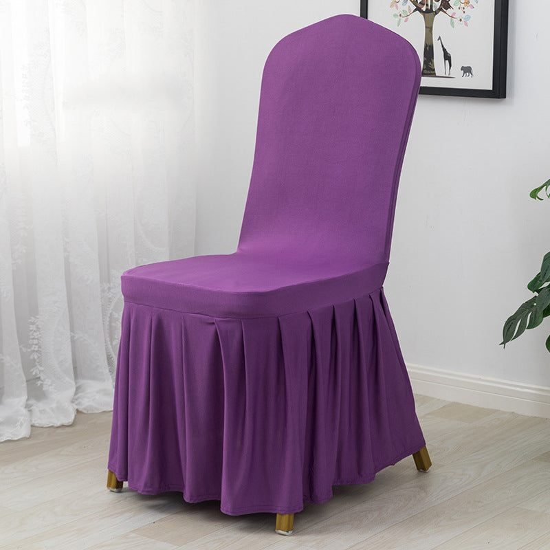 Ruffled Pleated Skirt Chair Cover Purple