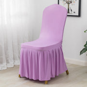 Ruffled Pleated Skirt Chair Cover Light Purple