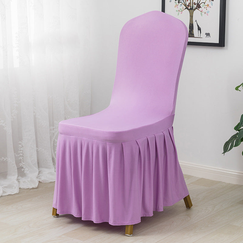 Ruffled Pleated Skirt Chair Cover Light Purple