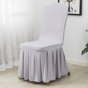 Ruffled Pleated Skirt Chair Cover Silver Gray