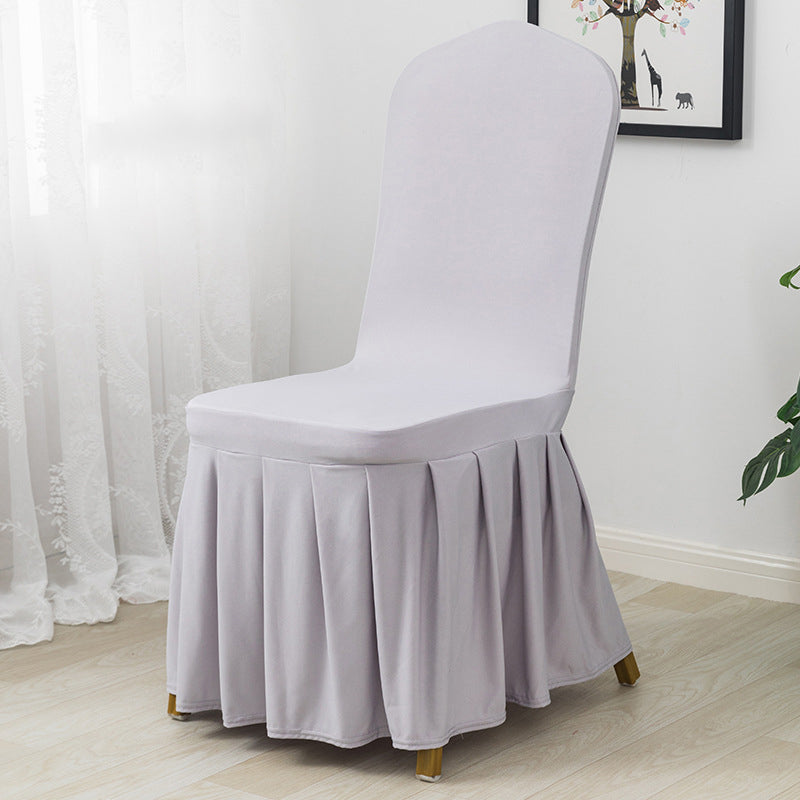Ruffled Pleated Skirt Chair Cover Silver Gray