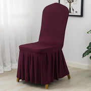 Ruffled Pleated Skirt Chair Cover Dark Red