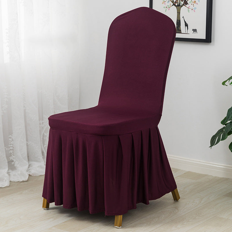 Ruffled Pleated Skirt Chair Cover Dark Red