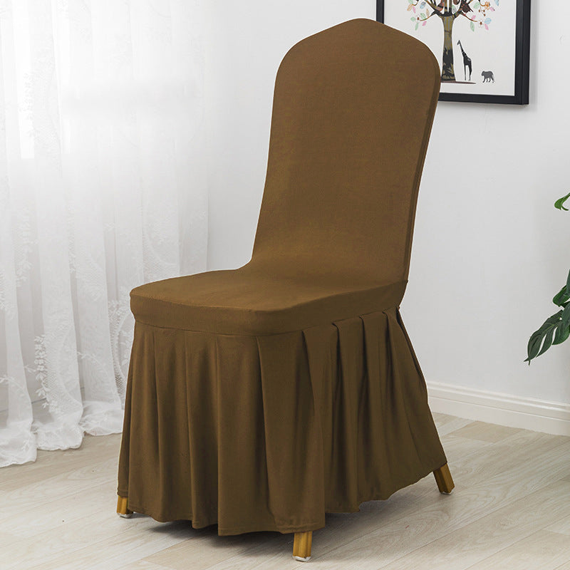 Ruffled Pleated Skirt Chair Cover Light Brown