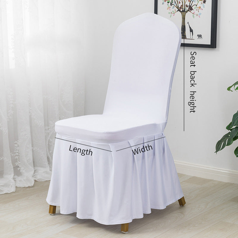 Ruffled Pleated Skirt Polyester Chair Cover  White