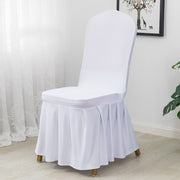 Ruffled Pleated Skirt Chair Cover White