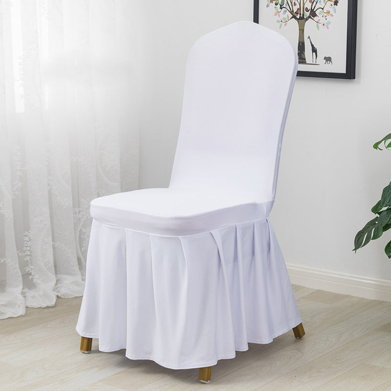 Ruffled Pleated Skirt Chair Cover White