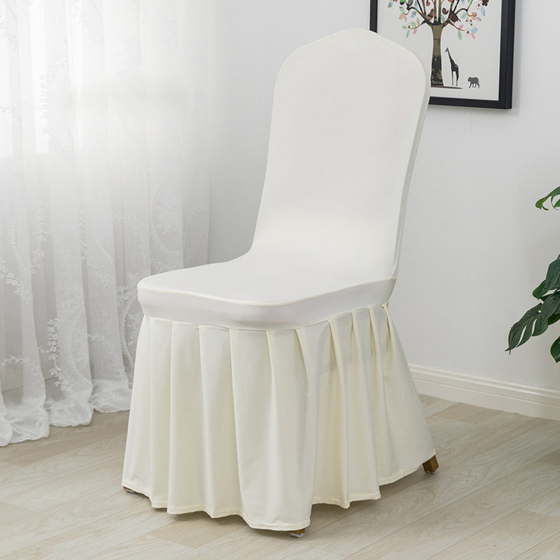 Ruffled Pleated Skirt Chair Cover Beige
