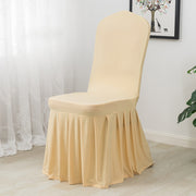 Ruffled Pleated Skirt Chair Cover Champagne