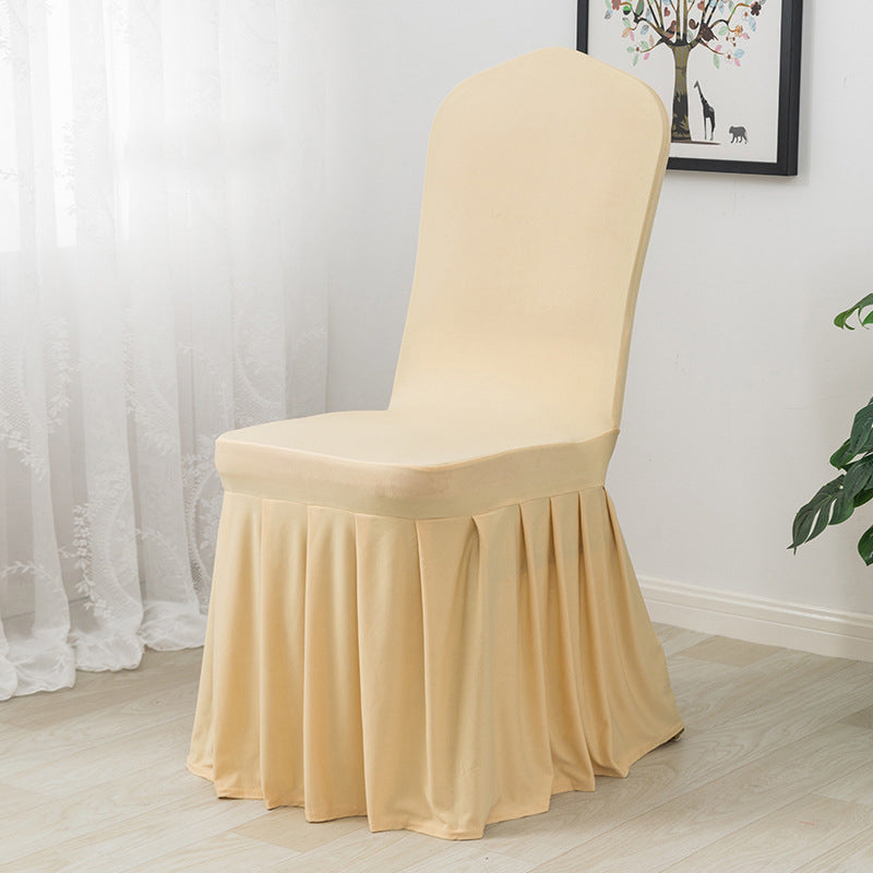 Ruffled Pleated Skirt Chair Cover Champagne