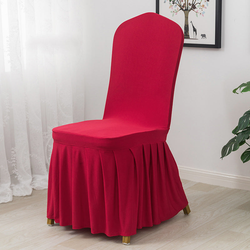 Ruffled Pleated Skirt Chair Cover Wine Red