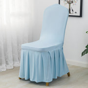 Ruffled Pleated Skirt Chair Cover Sky Blue