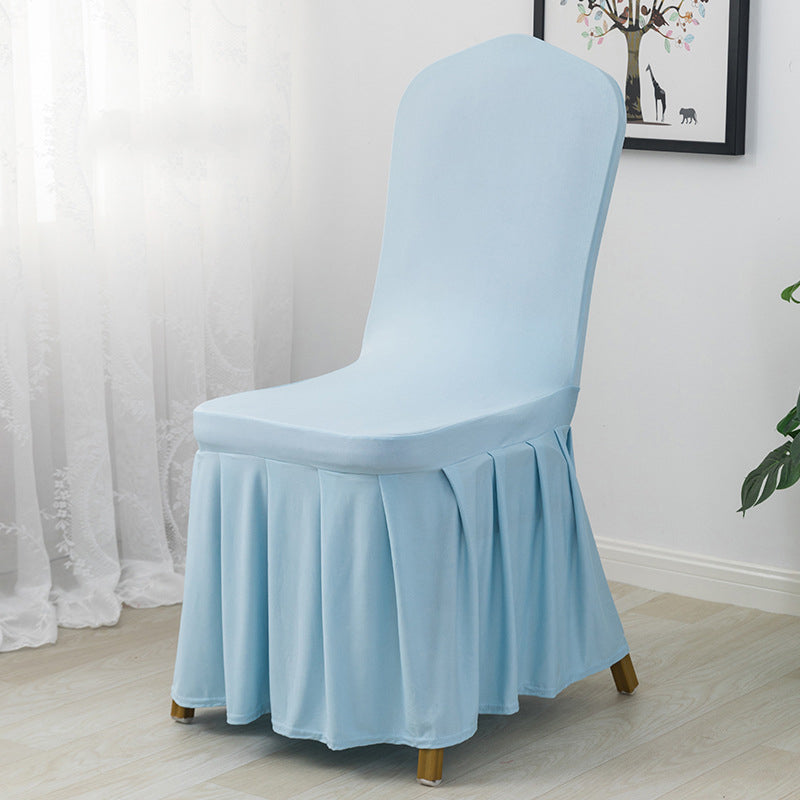 Ruffled Pleated Skirt Chair Cover Sky Blue