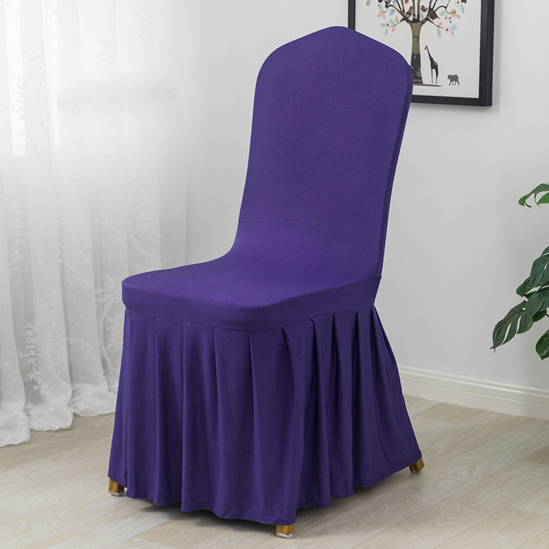 Ruffled Pleated Skirt Chair Cover Dark Purple
