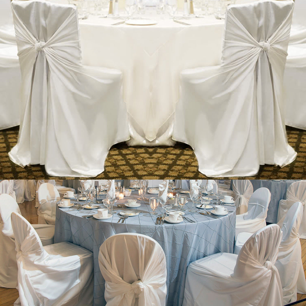 Satin Self-Tie Universal Chair Cover 44"x56" White