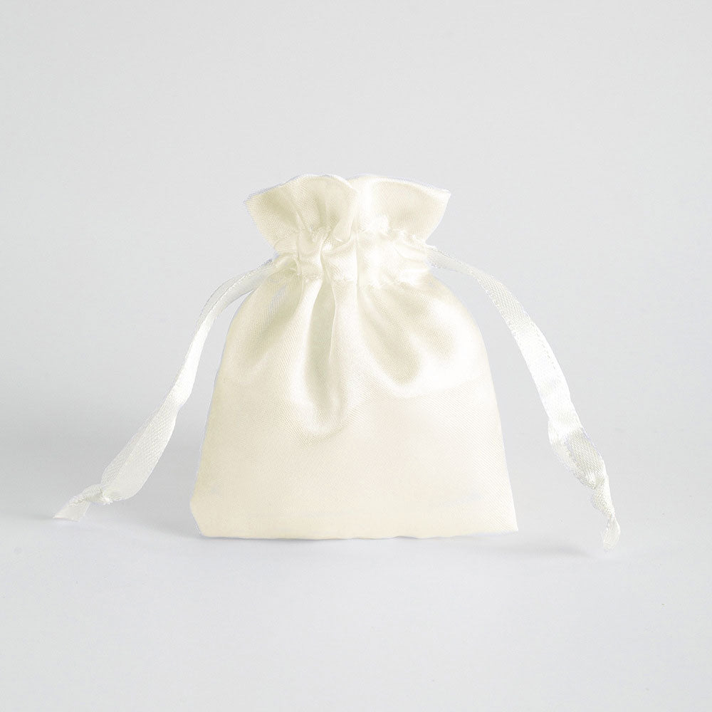 12PCS Satin Gift Bag Drawstring Pouch Wedding Favors Bridal Off White