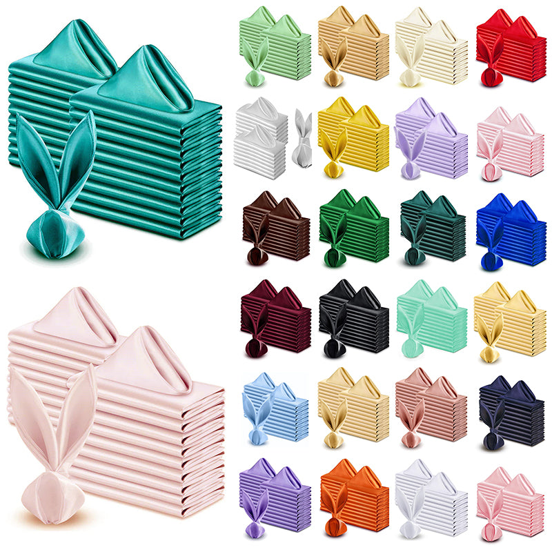5 Pc Satin Napkins Soft Dinner Napkins Multicolor Square Weddings Table Napkins 17 x 17 Inches for Restaurant Weddings Party Dinner Decoration