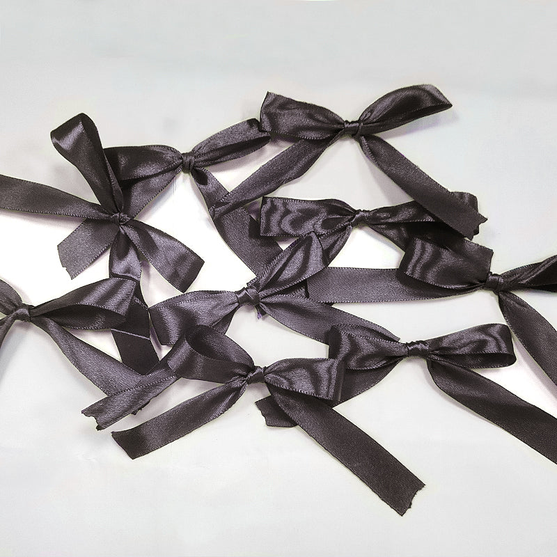 30 Pcs Satin Ribbon Twist Tie Bows Black