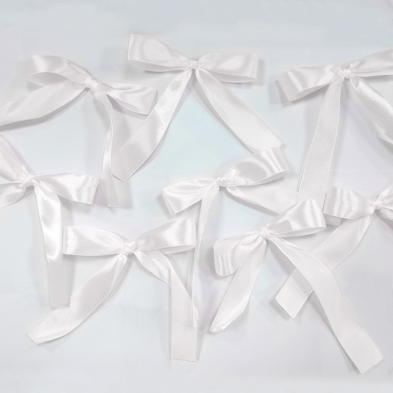 30 Pcs Satin Ribbon Twist Tie Bows White