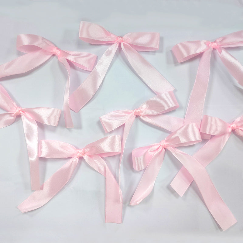 30 Pcs Satin Ribbon Twist Tie Bows Pink
