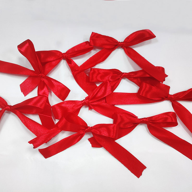 30 Pcs Satin Ribbon Twist Tie Bows Red