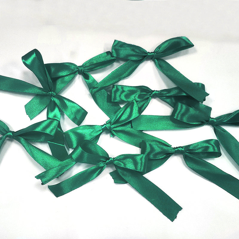 30 Pcs Satin Ribbon Twist Tie Bows Dark Green
