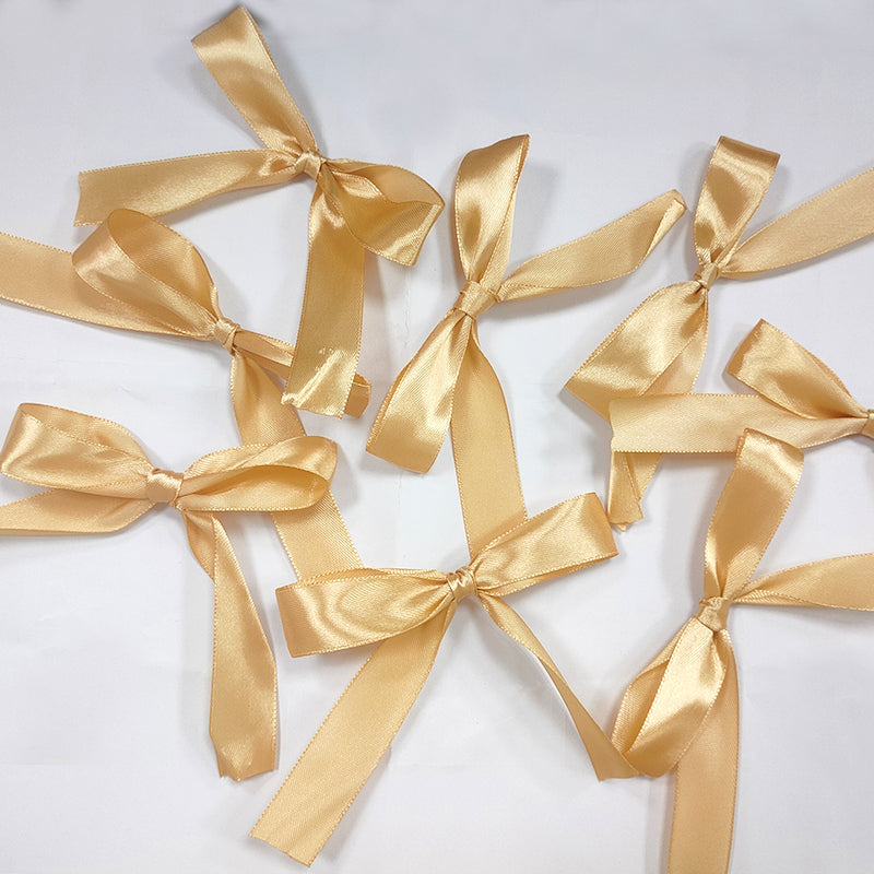 30 Pcs Satin Ribbon Twist Tie Bows Champagne