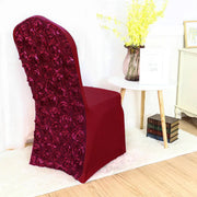 Satin Rosette Spandex Stretch Banquet Chair Cover Wine Red