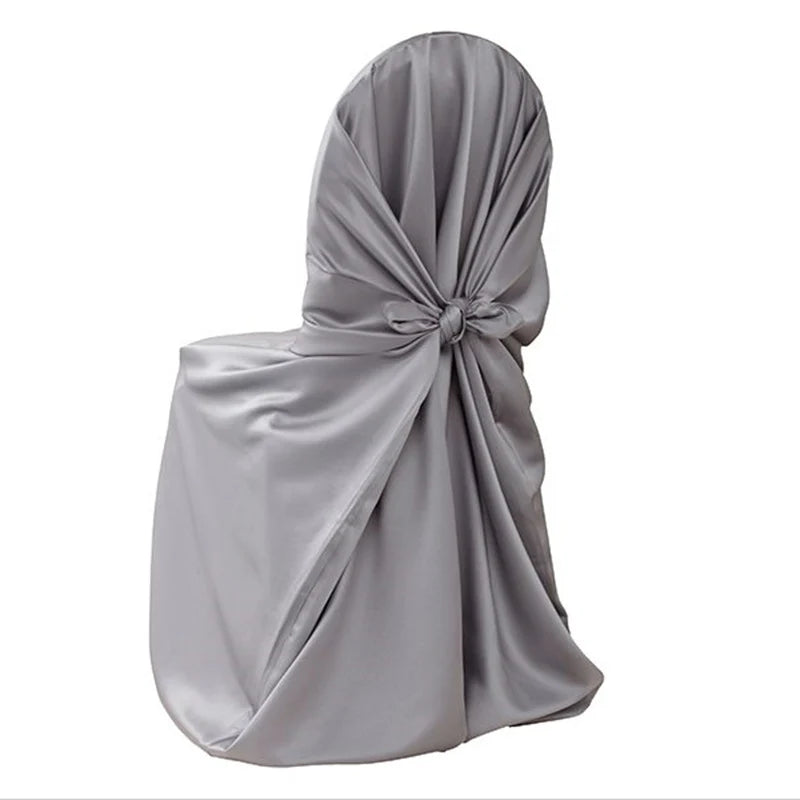Satin Universal Self Tie Chair Cover Grey