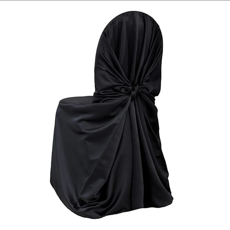 Satin Universal Self Tie Chair Cover Black