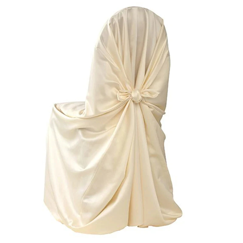 Satin Universal Self Tie Chair Cover Ivory
