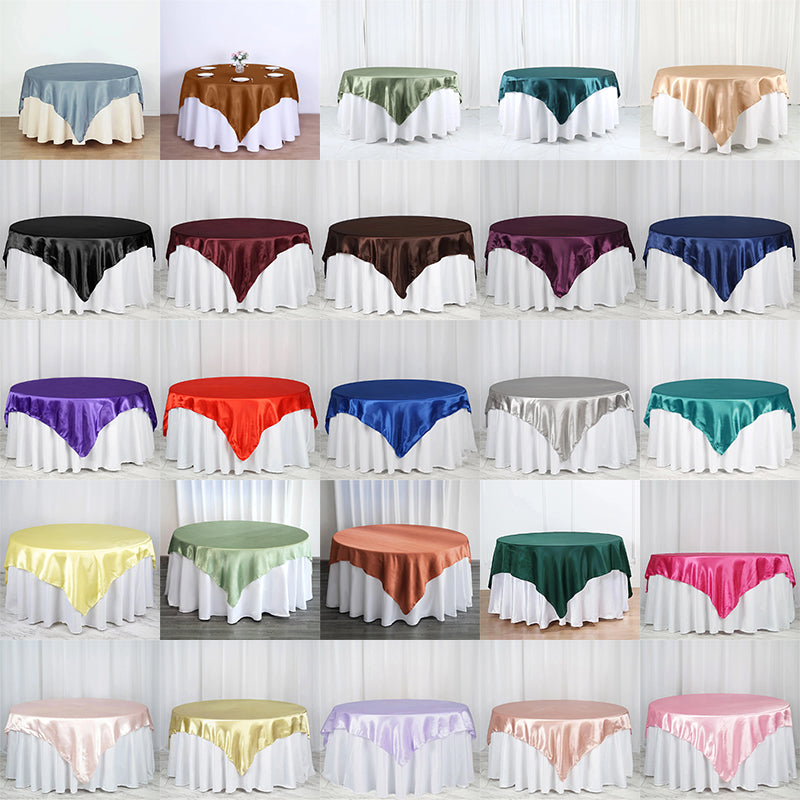 Satin Square Tablecloth Overlay for Wedding Catering Party Table Decorations