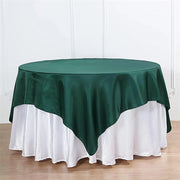 Square 85" Satin Table Overlay Dark Green