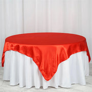 Square 85" Satin Table Overlay Red