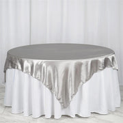 Square 85" Satin Table Overlay Light Gray