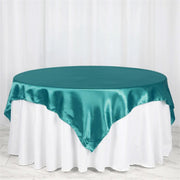 Square 85" Satin Table Overlay Green