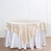 Square 60" Satin Table Overlay Beige