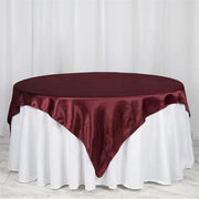 Square 85" Satin Table Overlay Wine Red