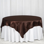 Square 85" Satin Table Overlay Brown
