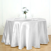 Smooth Fabric Round Satin Tablecloth White