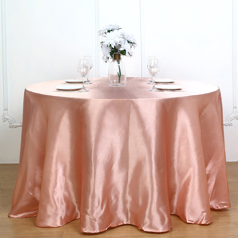 Smooth Fabric Round Satin Tablecloth Earthy Rose